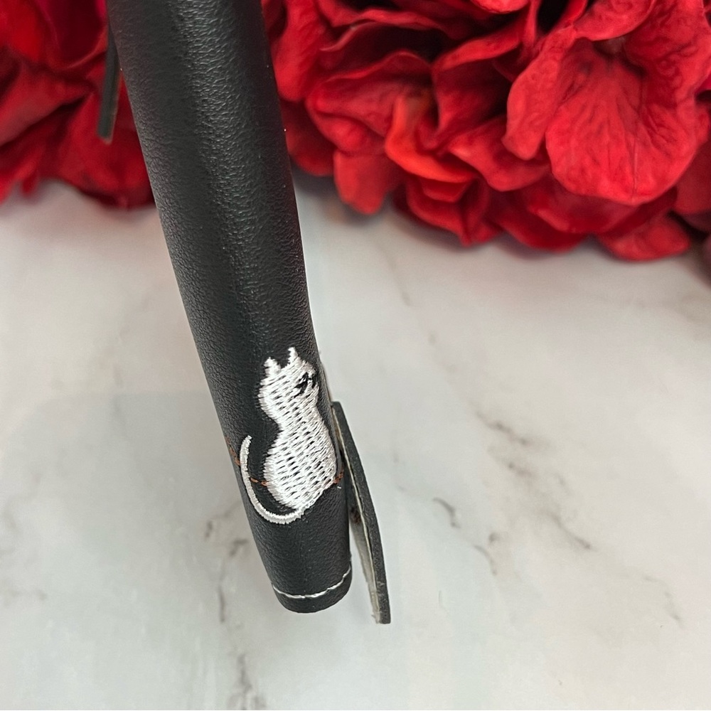 Whimsical Black Vegan Leather Fox Rabbit Raccoon Cat Wallet Clutch - Picture 4 of 14